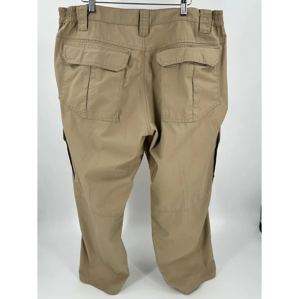 CQR Mens Tactical Cargo Pants Khaki Tan Ripstop Work Outdoor 43W x 28L